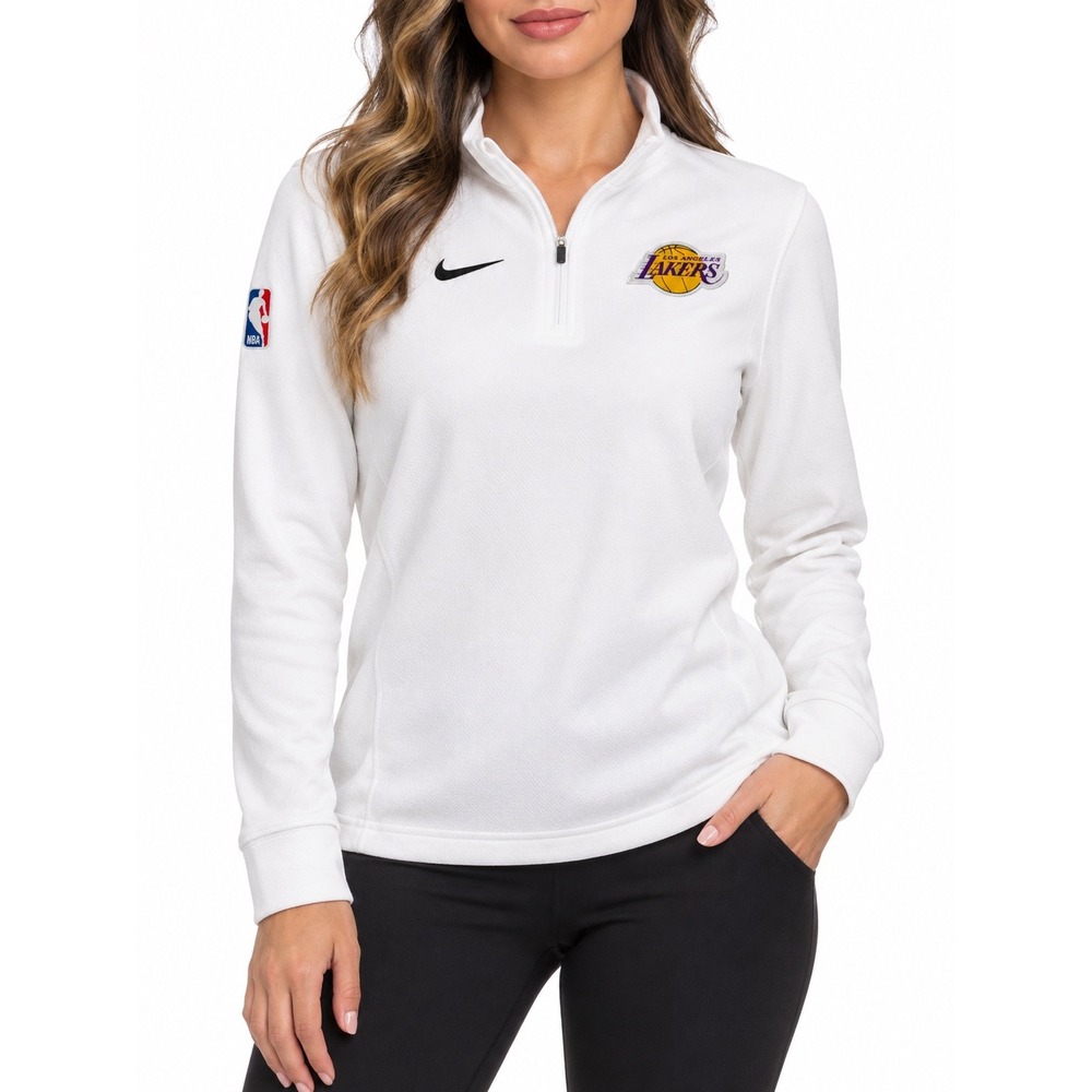 Nike Los Angeles Lakers Womens Dri-FIT Quarter Zip Pullover White DN4903-100 XS